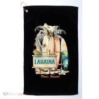 Aloha Lahaina Retro Floral Hibiscus Hawaii Palm Tree Golf Towel thumb 0
