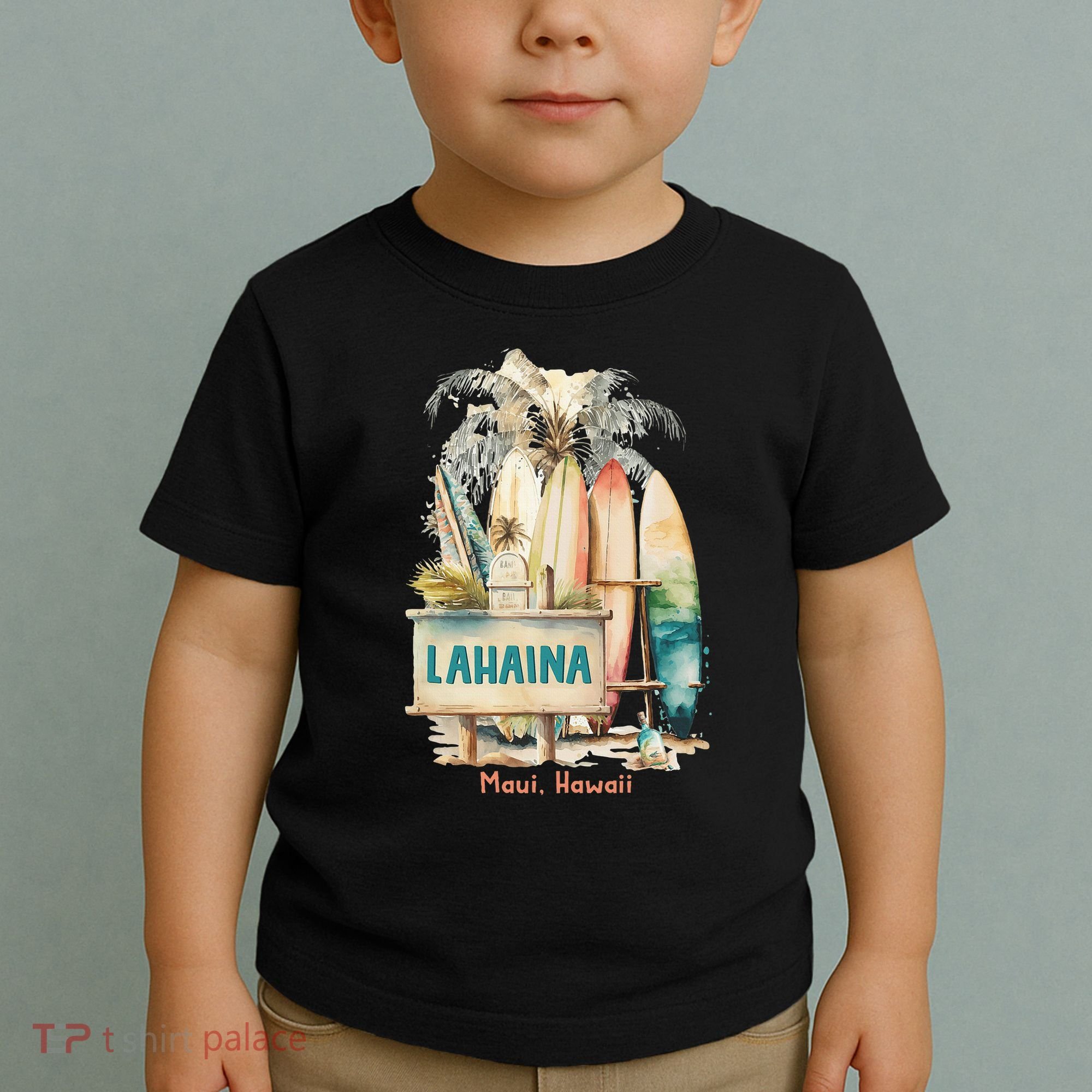 Aloha Lahaina Retro Floral Hibiscus Hawaii Palm Tree Toddler T-Shirt