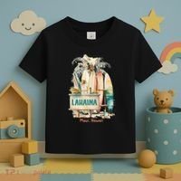 Aloha Lahaina Retro Floral Hibiscus Hawaii Palm Tree Toddler T-Shirt thumb 3