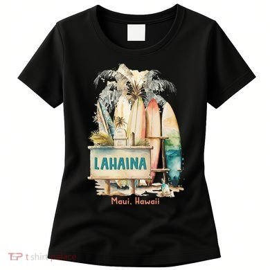 Aloha Lahaina Retro Floral Hibiscus Hawaii Palm Tree Women's T-Shirt
