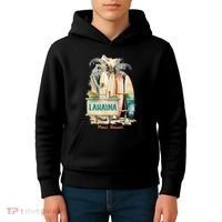 Aloha Lahaina Retro Floral Hibiscus Hawaii Palm Tree Kids Hoodie thumb 4