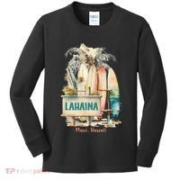 Aloha Lahaina Retro Floral Hibiscus Hawaii Palm Tree Kids Long Sleeve Shirt thumb 0
