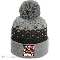 Abraham Lincoln Riding T Rex Merica Firing A Rifle The Baniff Cuffed Pom Beanie thumb 0
