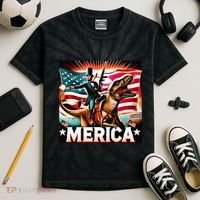 Abraham Lincoln Riding T Rex Merica Firing A Rifle Kids Tie-Dye T-Shirt thumb 2