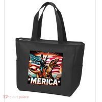Abraham Lincoln Riding T Rex Merica Firing A Rifle Tote Bag thumb 3