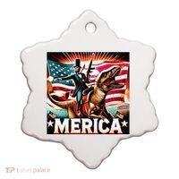 Abraham Lincoln Riding T Rex Merica Firing A Rifle Ceramic Ornament thumb 0