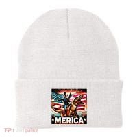 Abraham Lincoln Riding T Rex Merica Firing A Rifle Beanie thumb 0