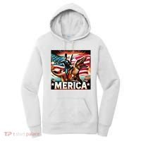Abraham Lincoln Riding T Rex Merica Firing A Rifle Women's Hoodie thumb 0