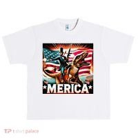 Abraham Lincoln Riding T Rex Merica Firing A Rifle Urban Oversized Heavyweight T-Shirt thumb 0