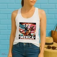 Abraham Lincoln Riding T Rex Merica Firing A Rifle Women's Tank Top thumb 2