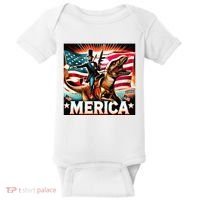 Abraham Lincoln Riding T Rex Merica Firing A Rifle Baby Bodysuit thumb 0