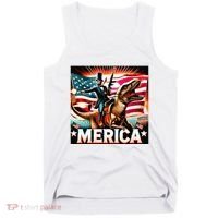 Abraham Lincoln Riding T Rex Merica Firing A Rifle Tank Top thumb 0