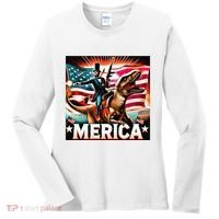 Abraham Lincoln Riding T Rex Merica Firing A Rifle Women's Long Sleeve Shirt thumb 0