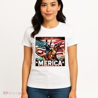 Abraham Lincoln Riding T Rex Merica Firing A Rifle Women's T-Shirt thumb 4