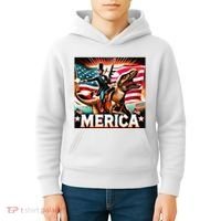 Abraham Lincoln Riding T Rex Merica Firing A Rifle Kids Hoodie thumb 4