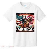 Abraham Lincoln Riding T Rex Merica Firing A Rifle Kids T-Shirt thumb 0