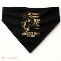 Abraham Lincoln Rocking Out for America's 250th Celebration USA-Made Doggie Bandana thumb 0