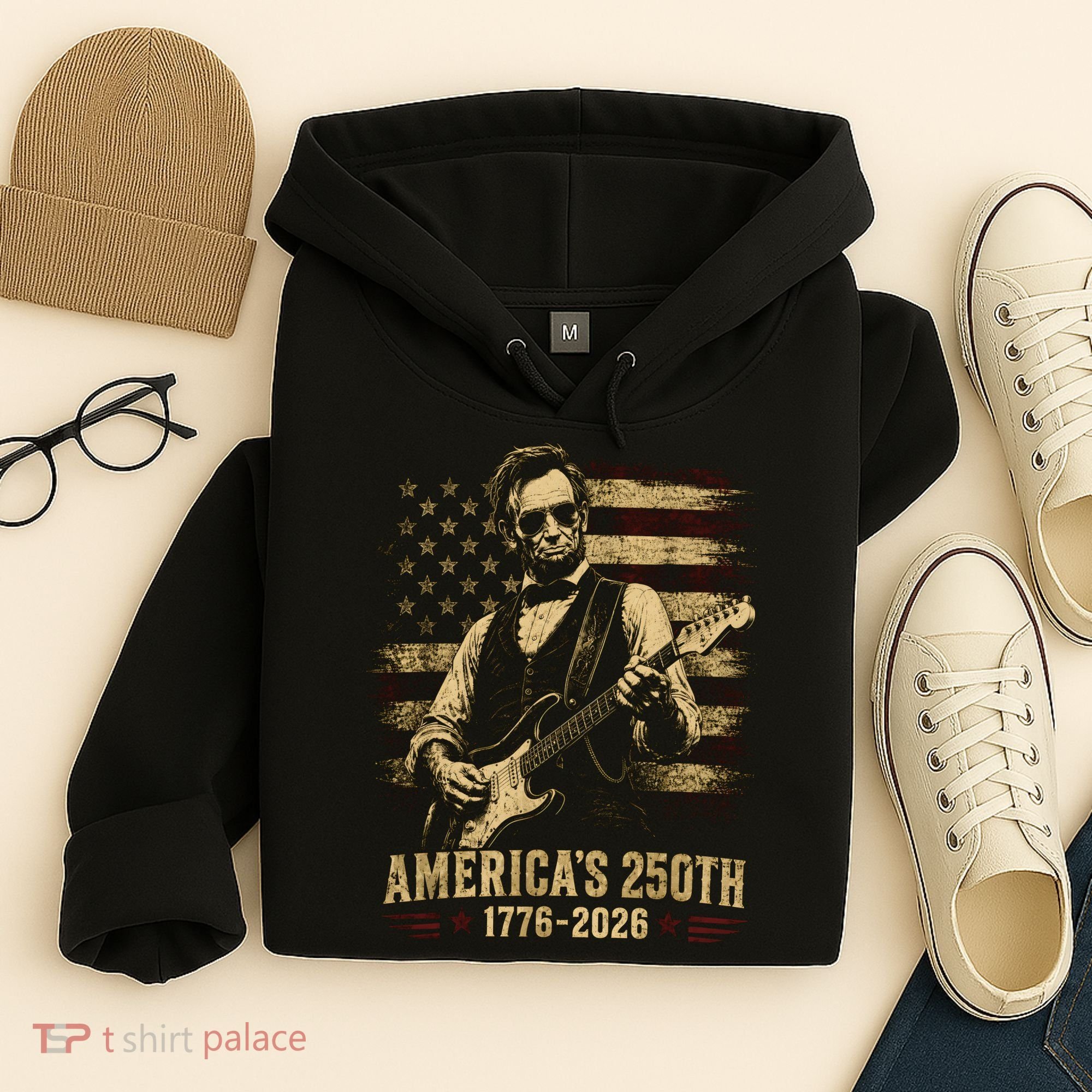Abraham Lincoln Rocking Out for America's 250th Celebration Hoodie