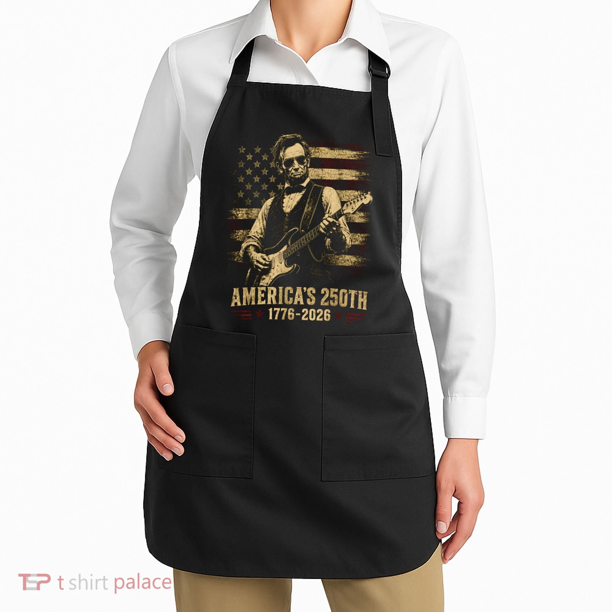 Abraham Lincoln Rocking Out for America's 250th Celebration Apron