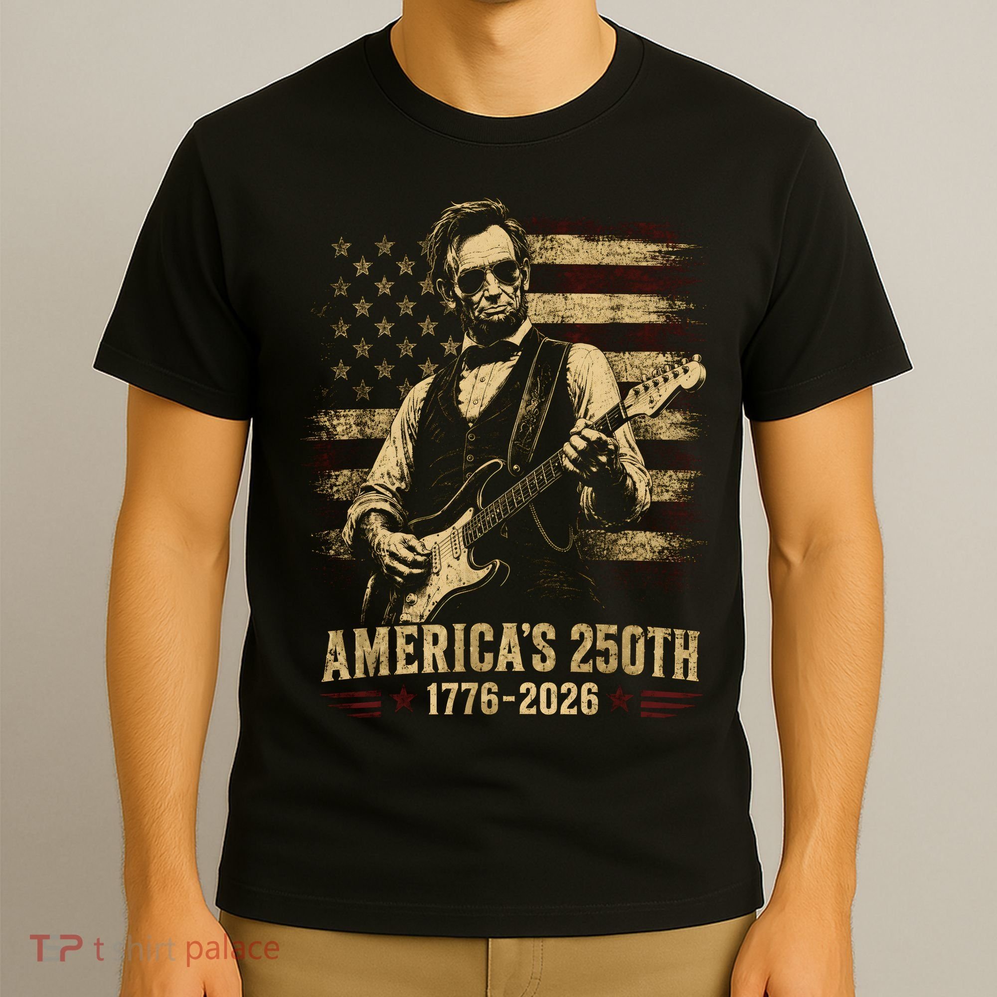 Abraham Lincoln Rocking Out for America's 250th Celebration T-Shirt