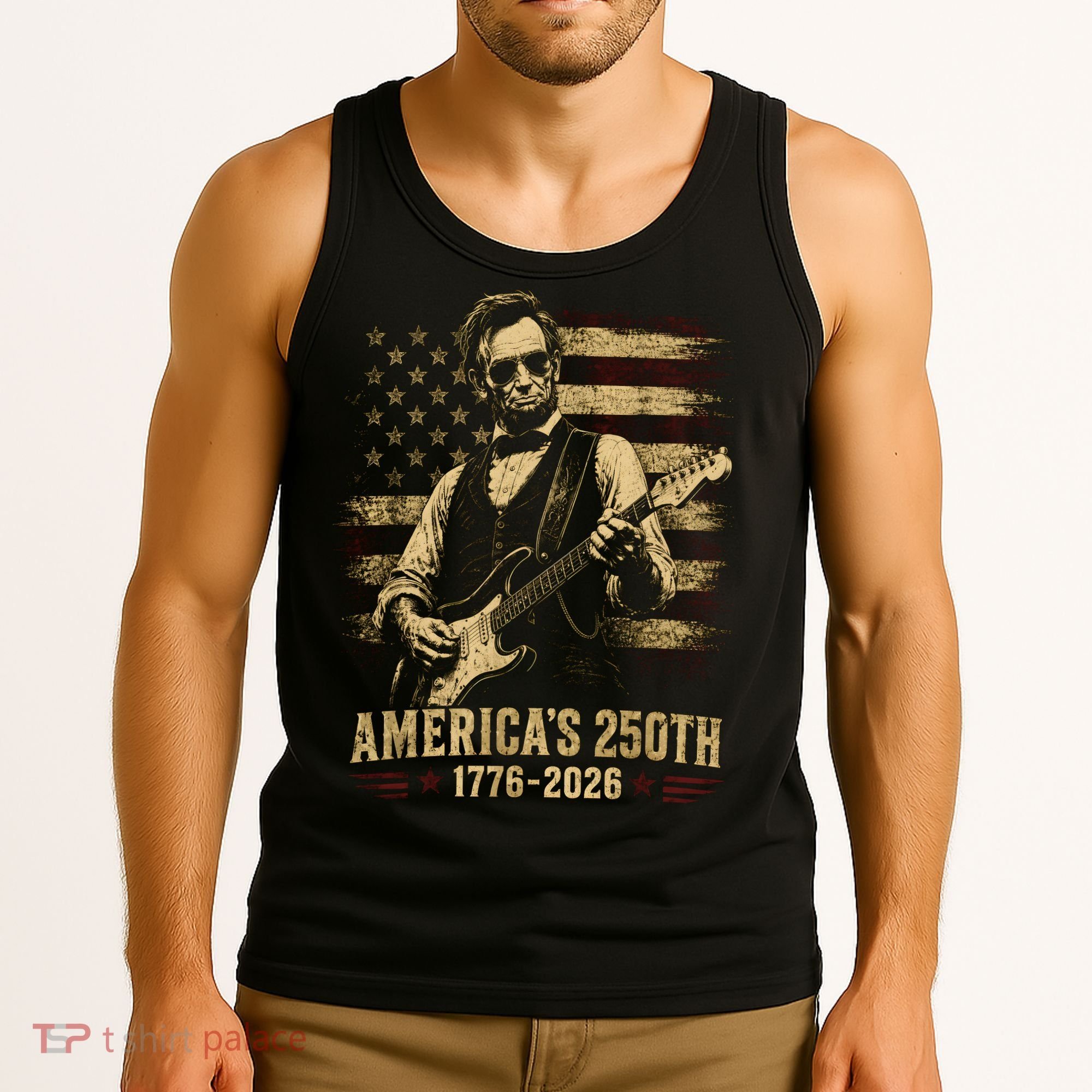 Abraham Lincoln Rocking Out for America's 250th Celebration Tank Top