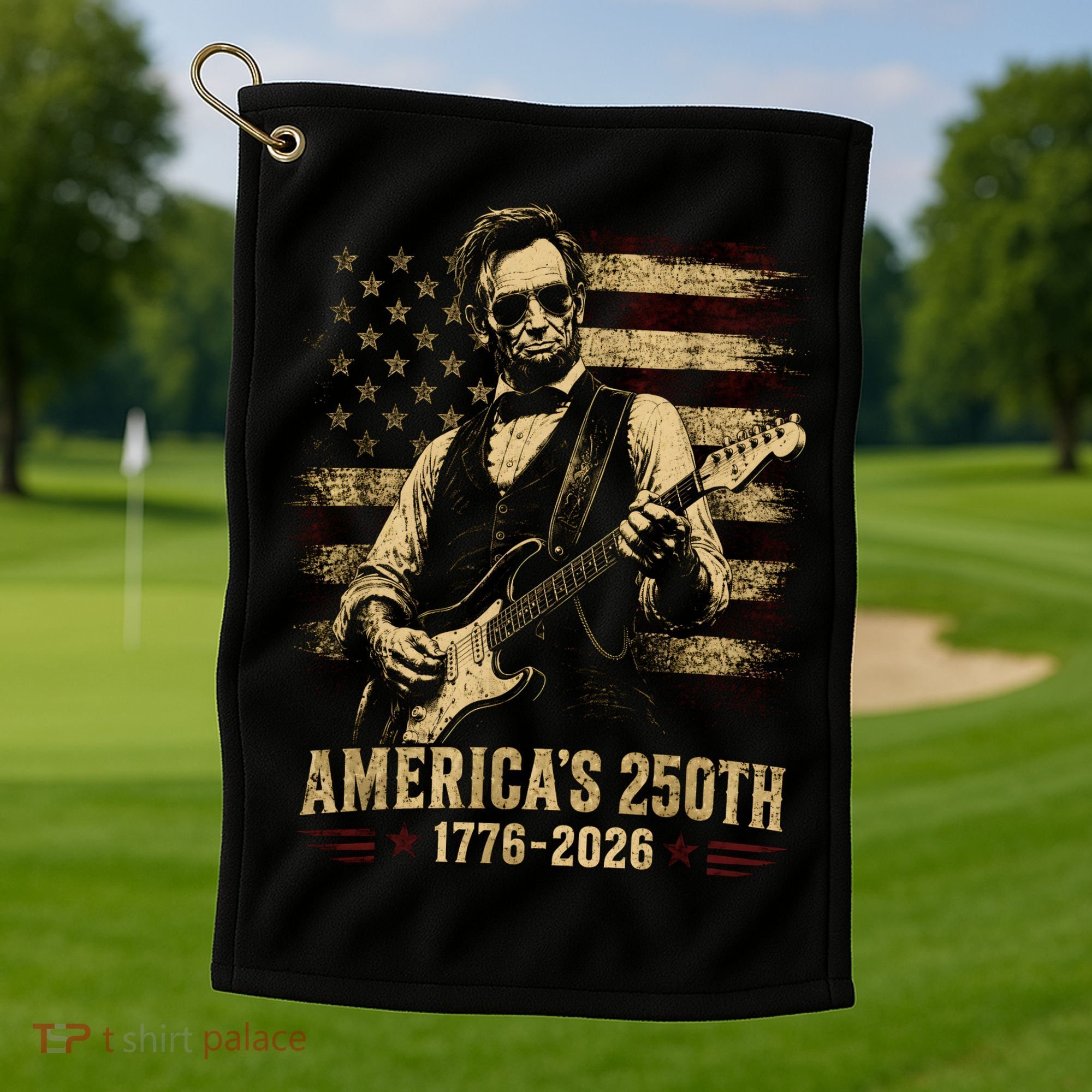 Abraham Lincoln Rocking Out for America's 250th Celebration Golf Towel