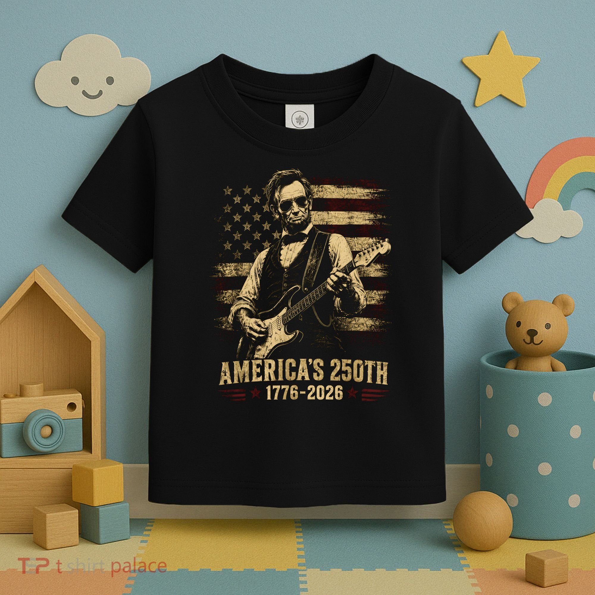 Abraham Lincoln Rocking Out for America's 250th Celebration Toddler T-Shirt