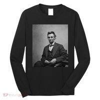 Abraham Lincoln Seated And Holding His Spectacles And A Pencil On Feb 1865 Long Sleeve Shirt thumb 0