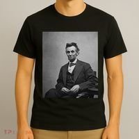 Abraham Lincoln Seated And Holding His Spectacles And A Pencil On Feb 1865 T-Shirt thumb 3