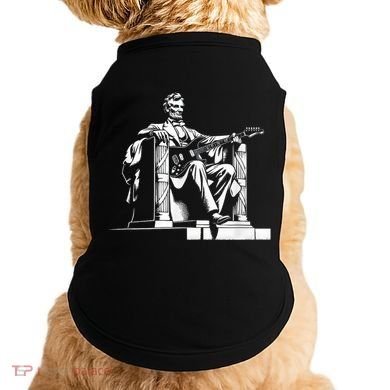 Abraham Lincoln Statue Playing Electric Guitar Funny Doggie Tank