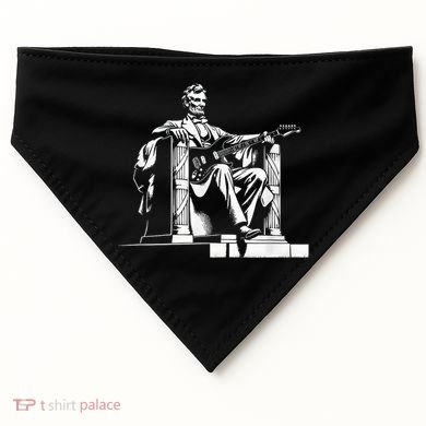 Abraham Lincoln Statue Playing Electric Guitar Funny USA-Made Doggie Bandana