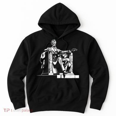 Abraham Lincoln Statue Playing Electric Guitar Funny Hoodie
