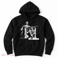 Abraham Lincoln Statue Playing Electric Guitar Funny Hoodie thumb 0