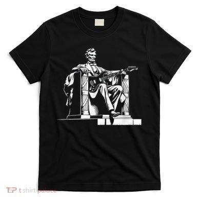 Abraham Lincoln Statue Playing Electric Guitar Funny T-Shirt