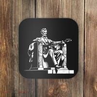 Abraham Lincoln Statue Playing Electric Guitar Funny Coaster thumb 0