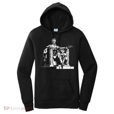Abraham Lincoln Statue Playing Electric Guitar Funny Women's Hoodie