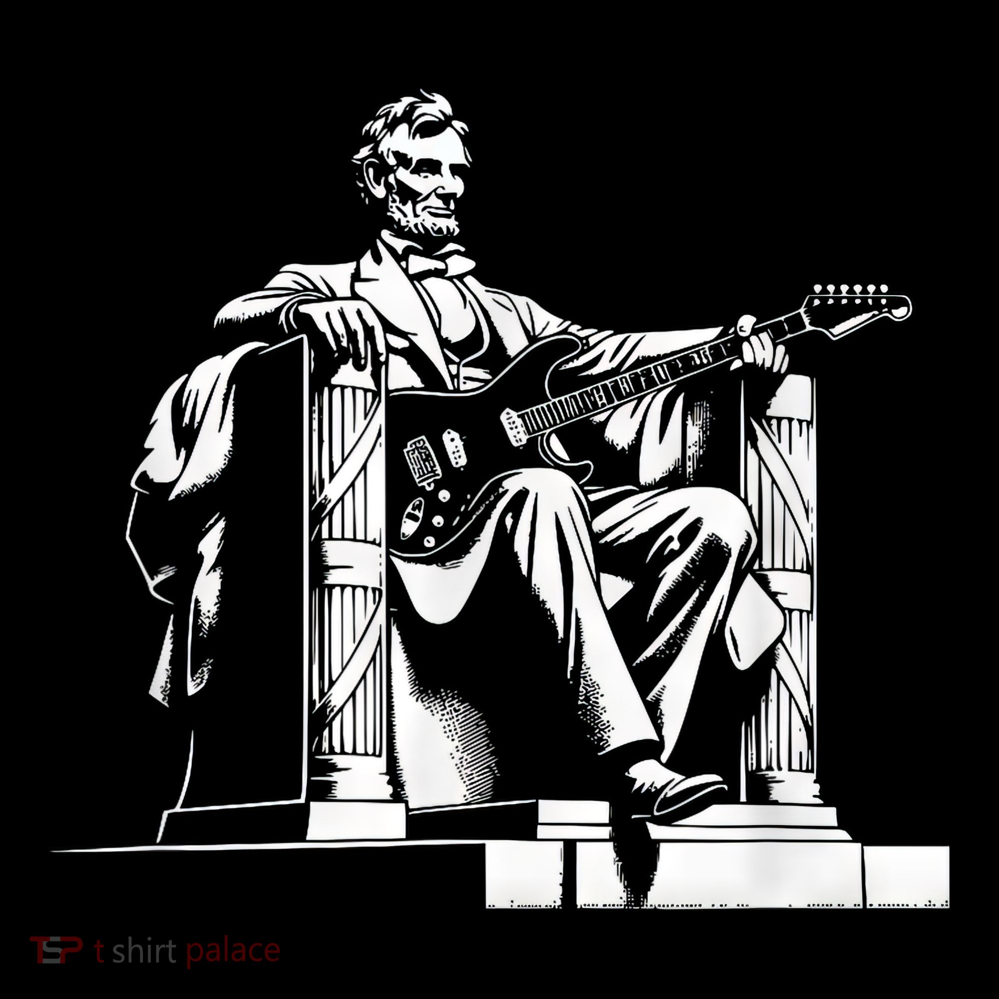 Abraham Lincoln Statue Playing Electric Guitar Funny Women's Hoodie