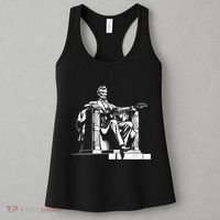 Abraham Lincoln Statue Playing Electric Guitar Funny Women's Tank Top thumb 3