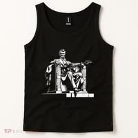 Abraham Lincoln Statue Playing Electric Guitar Funny Tank Top thumb 2