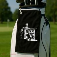 Abraham Lincoln Statue Playing Electric Guitar Funny Golf Towel thumb 2