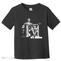 Abraham Lincoln Statue Playing Electric Guitar Funny Toddler T-Shirt thumb 0