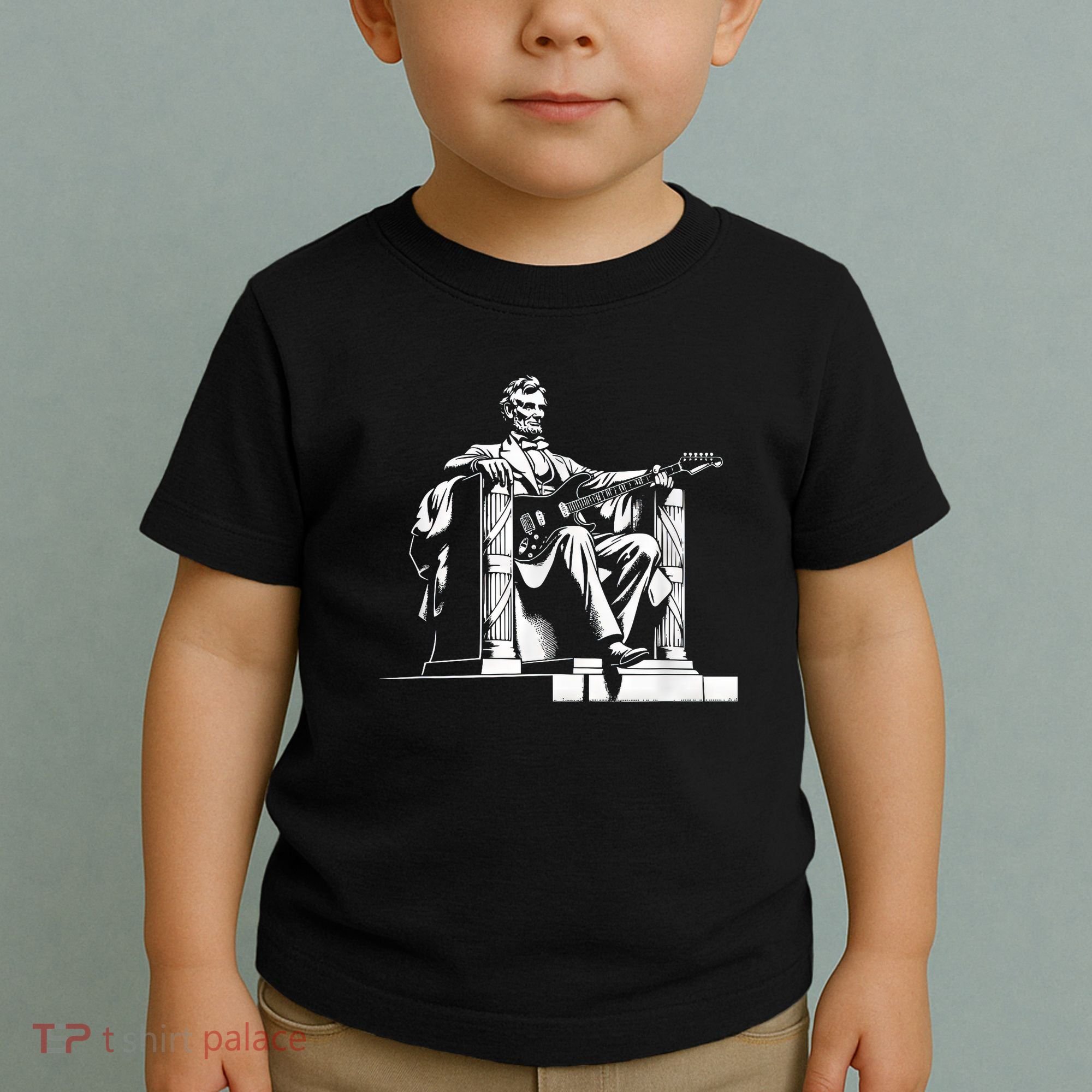 Abraham Lincoln Statue Playing Electric Guitar Funny Toddler T-Shirt