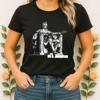 Abraham Lincoln Statue Playing Electric Guitar Funny Women's T-Shirt thumb 2