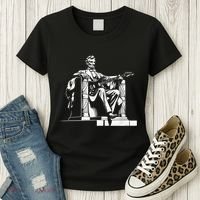 Abraham Lincoln Statue Playing Electric Guitar Funny Women's T-Shirt thumb 3