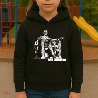 Abraham Lincoln Statue Playing Electric Guitar Funny Kids Hoodie thumb 3