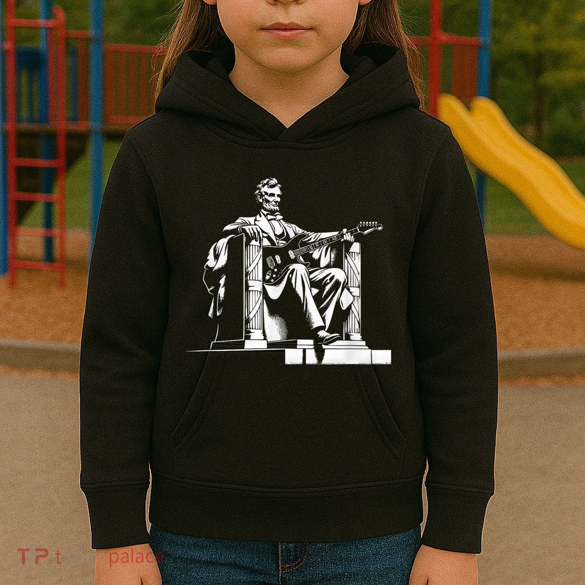 Abraham Lincoln Statue Playing Electric Guitar Funny Kids Hoodie
