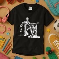 Abraham Lincoln Statue Playing Electric Guitar Funny Kids T-Shirt thumb 3