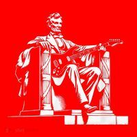 Abraham Lincoln Statue Playing Electric Guitar Funny Santa Hat thumb 1