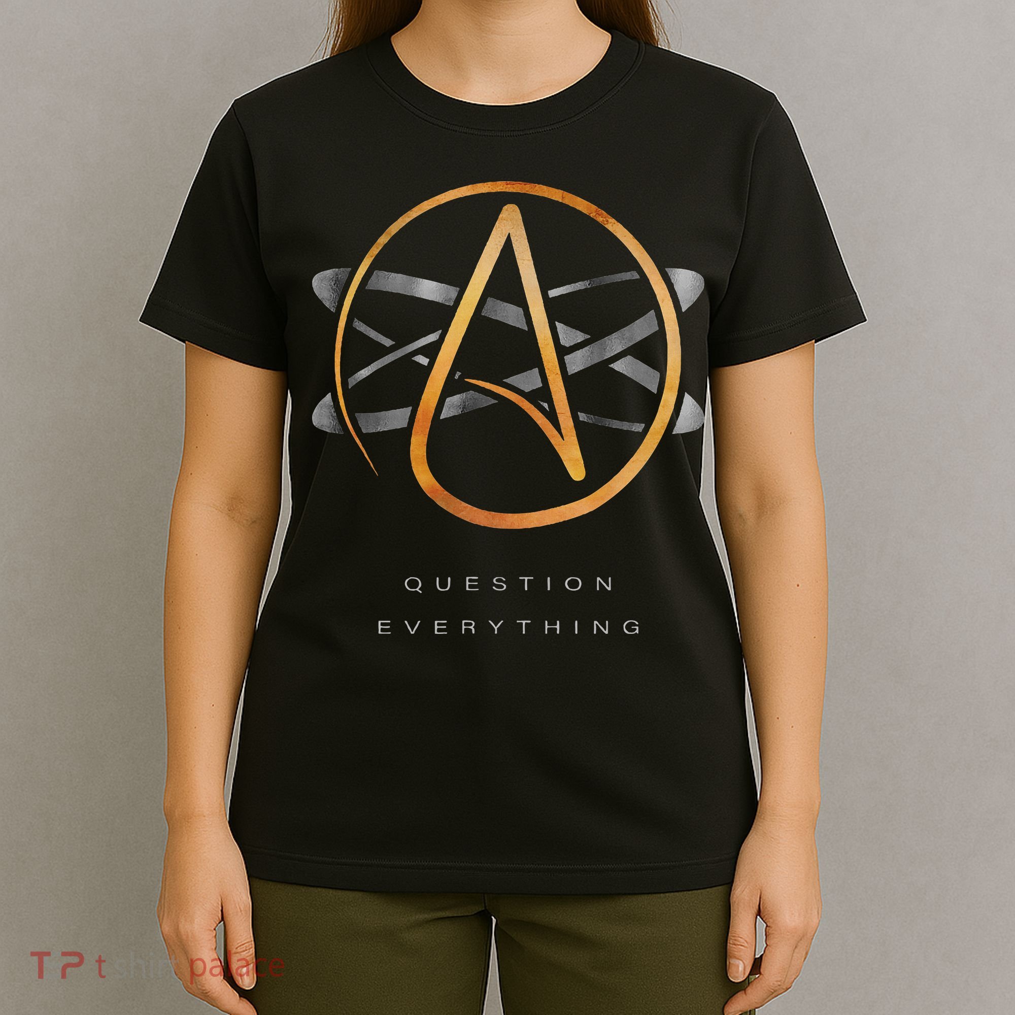 Atheist Logo Science Atom Symbol Question Everything T-Shirt