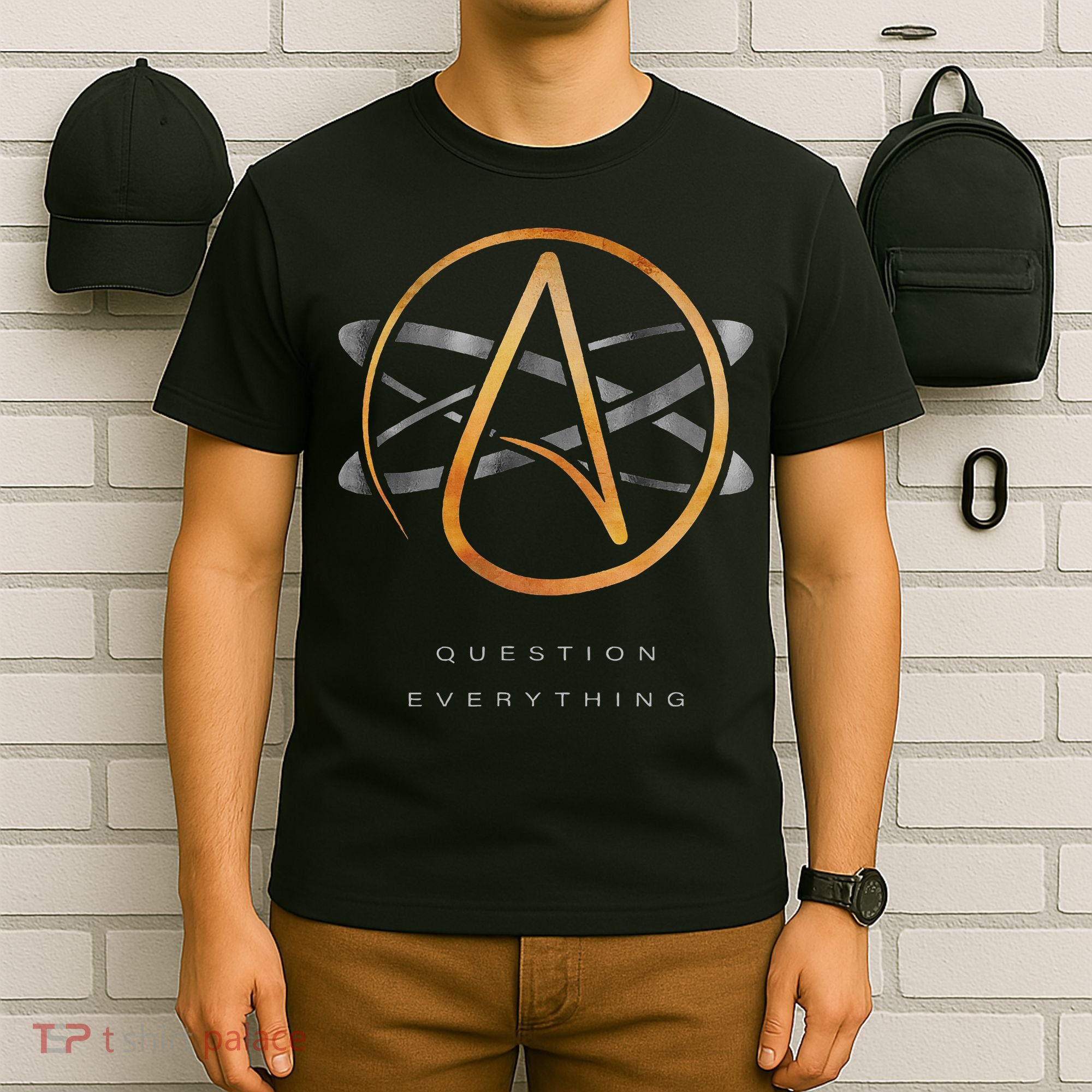 Atheist Logo Science Atom Symbol Question Everything T-Shirt